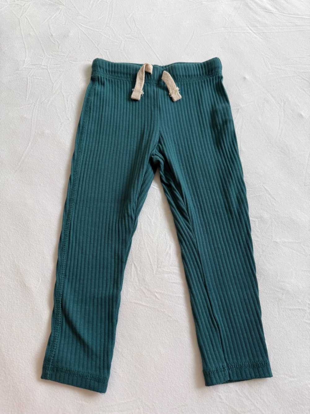 Zara Toddler Girl Teal Ribbed Drawstring Kids Leggings Size 12-18 Months